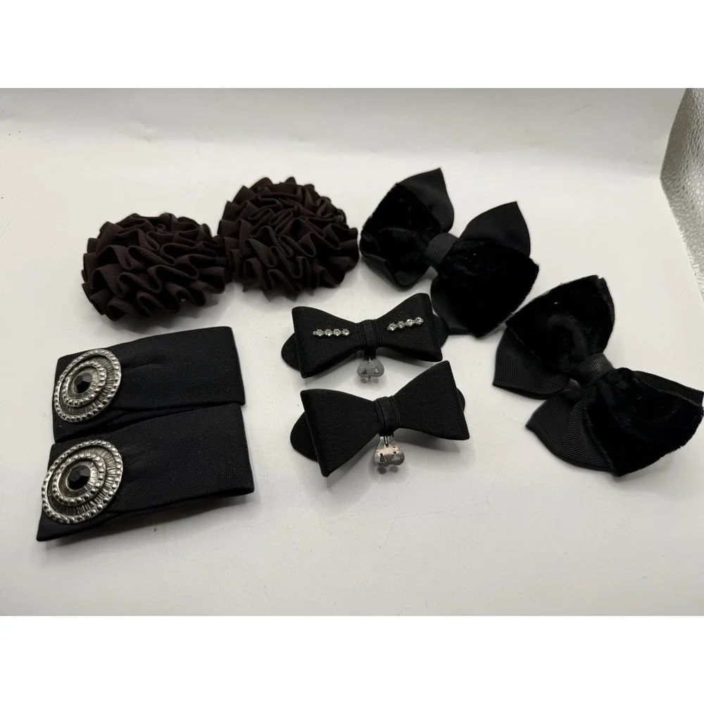Lot of 10 Vintage Black Bows Hair Clip Barrettes Shoe Clip